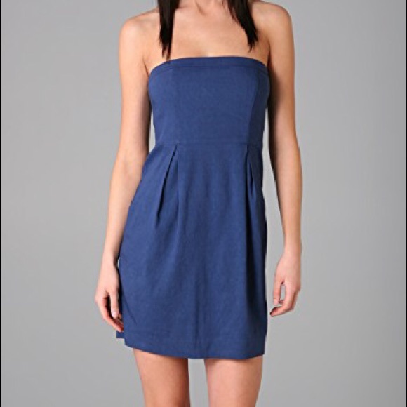 Theory Dresses & Skirts - Theory Strapless Blue Tyrah Dress